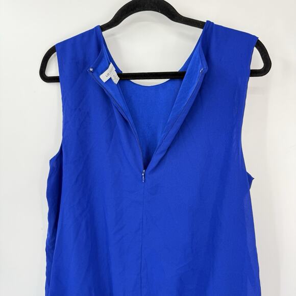 Liz Claiborne Chiffon Sleeveless Top size XL Colbalt Blue Pleated Roundneck - Picture 5 of 10